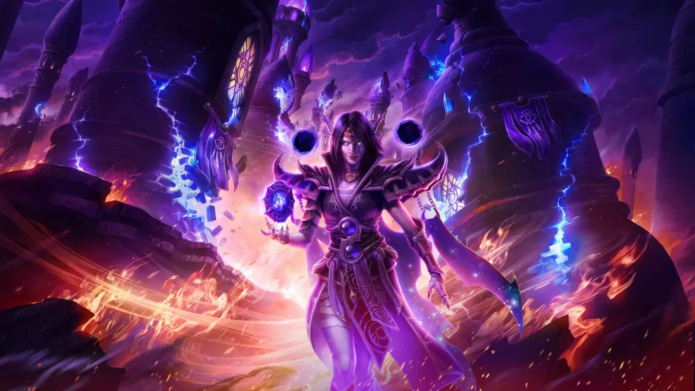 虚空编织者影子牧师在WOW内部的战争4K电脑壁纸