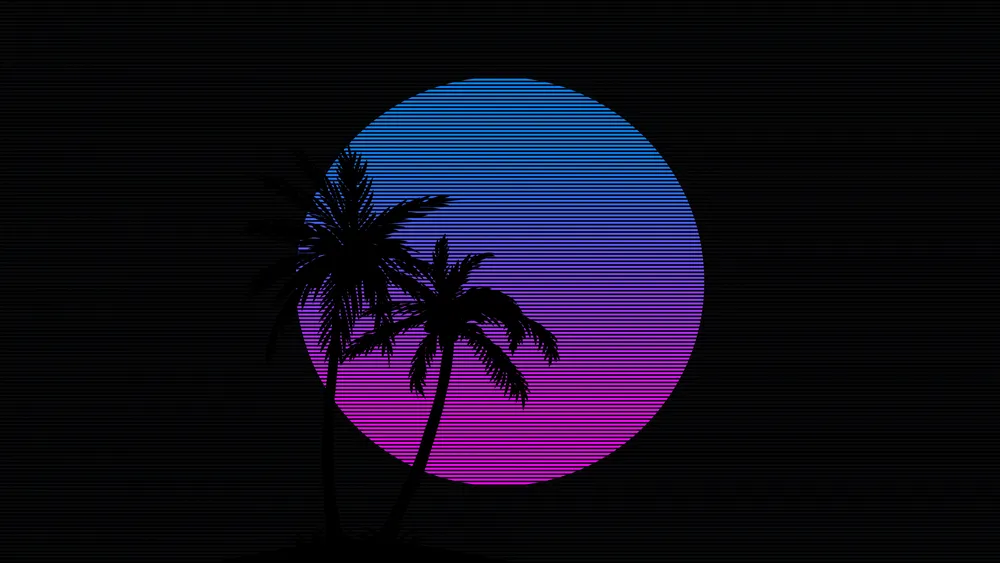 棕榈树复古波浪艺术