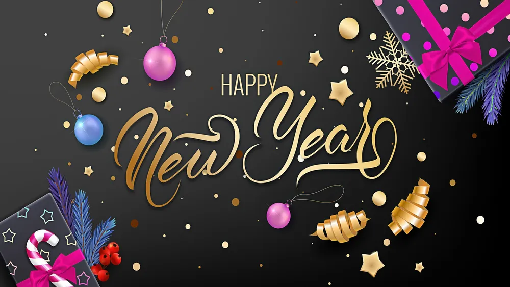 新年快乐五彩纸屑4K电脑壁纸