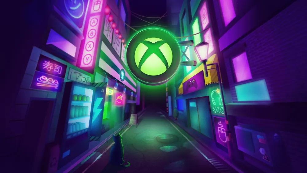 Xbox东京游戏展2025霓虹灯4K电脑壁纸