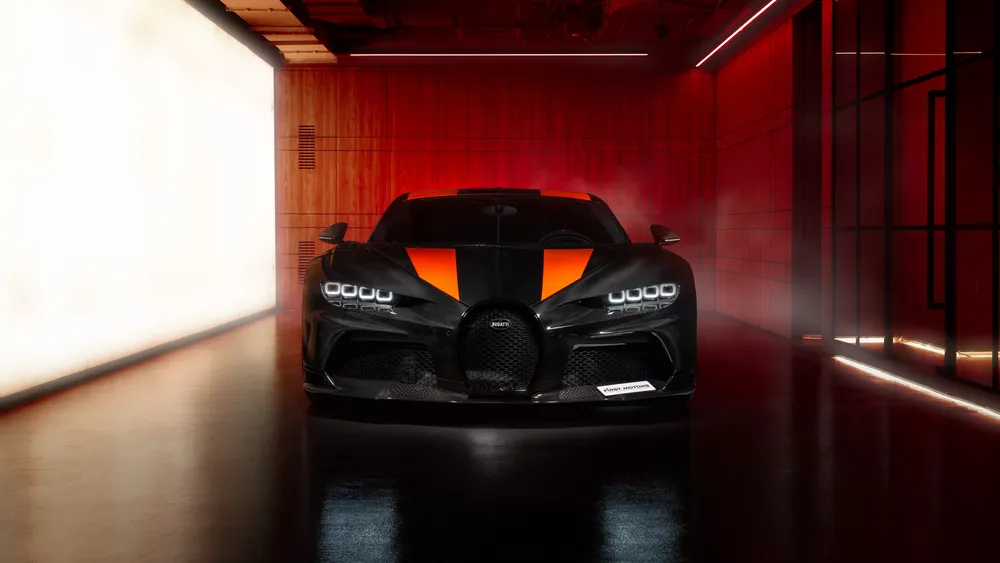 布加迪Chiron Super Sport 300+黑色汽车4K电脑壁纸